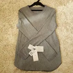 Vin グレー リブ編み 長袖Tシャツ