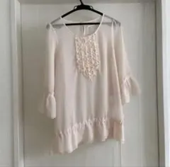 象牙色 荷葉邊裝飾 襯衫 L尺寸 狀況良好