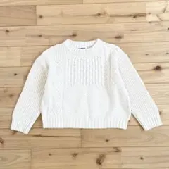 BREEZE セーター　ケーブルニット　アイボリー　コットン　110cm