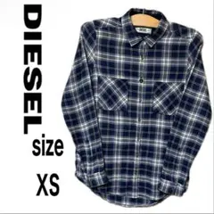 DIESEL チェックシャツ 長袖 ブルー　XSサイズ ディーゼル メンズ