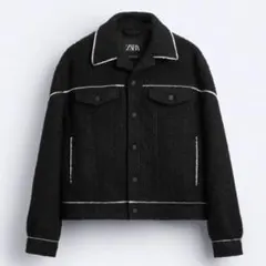 ZARA 完売　ショートジャケット コントラストトップステッチ スペイン発送 ZARA コントラストステッチのショートジャケット