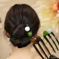 お団子かんざしＵ型かんざし 和風ヘアアクセサリー 着物簪　髪飾り　1個