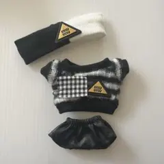 10cm ぬいぐるみ服　セーター・革風パンツセット