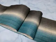 新品未使用 半巾帯 麻100% 黒と芥子色 ぼかし リバーシブル 浴衣 高級
