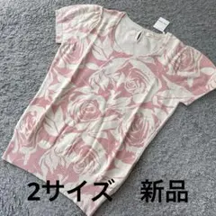 レストローズ L'EST ROSE 薔薇柄パフ袖ニットピンク2 新品のサムネイル