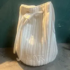 Dior ホワイト プリーツ 巾着ポーチ