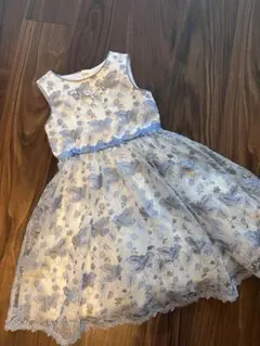 メゾピアノ 刺繍入り レースワンピース 水色 130cm