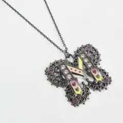 アナスイ ANNA SUI イニシャル ネックレス ハート E ピンク ガンメタ 