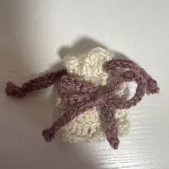 編み物ミニポーチ リボン