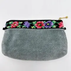 フェイラー　ポーチ　アネモネ　花柄　グレー