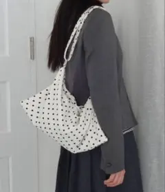 fekete ポルカドット 2way ショルダーバッグ ホワイト