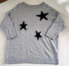グレー 星柄 ニットセーター 長袖