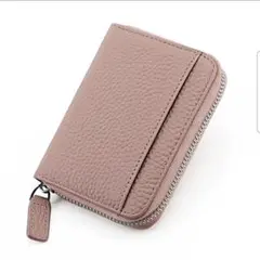 二つ折り財布　チャック式　ミニウォレットケース　カード収納　ピンク　コンパクト