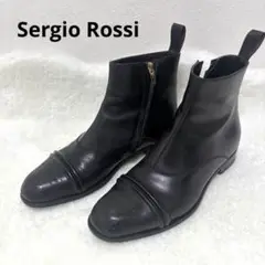 【希少】Sergio Rossi サイドジップ 本革 ブーツ BLACK