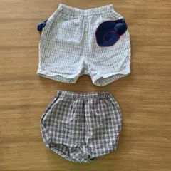 bebe チェック柄ベビーパンツ2点セット