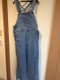 ライトブルー デニムオーバーオール クロスストラップ GU