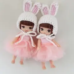 h93 ミキちゃんマキちゃん　ハンドメイド　服　ワンピース×帽子セット　ドット