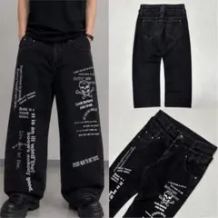 00s スカル フェード バギーパンツ デニム 平成 お兄系 B系 y2kのサムネイル