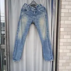 ジョンブル　サスペンダー付き　ダメージ加工　デニムパンツ　レディース　日本製