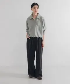 『3サイズ展開』『イージーケア』 ウール混タックギャザーストレートパンツ／38