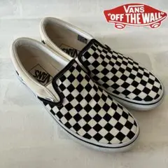 美品❗️25.5cm】VANS バンズ スリッポン チェッカーボード 白✖︎黒 