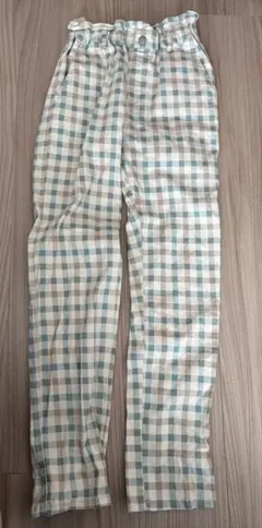 美品　branshes ブランシェス マカロンパンツ チェック柄長ズボン 150