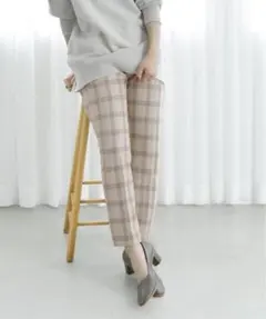 Spick & Span 両面起毛テーパードパンツ　ベージュ　34