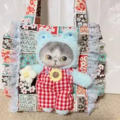 ゆ*ら様 マンドゥ君フリルトートバッグ　コヤンイサムチョン　北欧調レトロフラワー