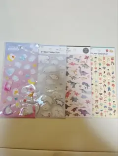 【新品未使用4点セット】セリアステッカーセレクションシール/ゆめかわおばけ/恐竜