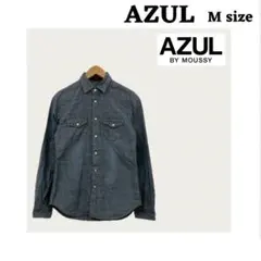 AZUL ダークブルーデニムシャツ