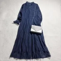 Sueeya/総レースロングワンピース/ハイネック/フォーマルドレス/洗える/M