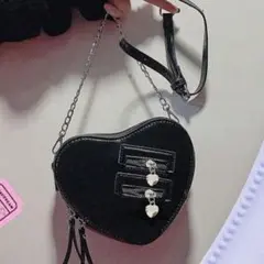 SHEIN ハート型 ブラック ショルダーバッグ
