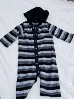 フリース ストライプロンパース 50〜70cm