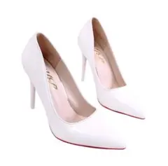 ホワイト 白 ハイヒール 10cm ベーシックパンプス ウェディングシューズ