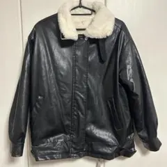 ファー付き黒レザージャケット