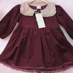 お値下げ中☆petit main ワインレッド ワンピース 80(S)