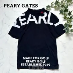 【PEARLY GATES】モックネック 半袖 シャツ ロゴ刺繍 ブラックのサムネイル