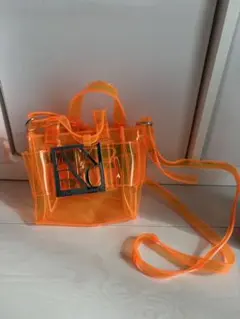 ARMANI EXCHANGE オレンジ 透明プラスチック ショルダーバッグ