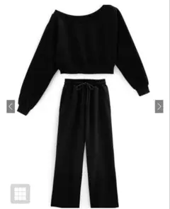 オフショルトップス×ワイドパンツセットアップ[pm607]