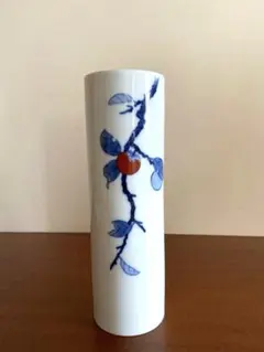 【 新品未使用】 小畑柿右衛門 有田焼 仁和窯 花 蝶 花瓶 一輪挿し : 有田焼 華山 萬右衛門窯 手描き 染付 胡蝶蘭 ブルー