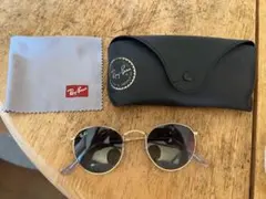 Ray-Ban RB3447F 001/3M ラウンドメタル サングラス
