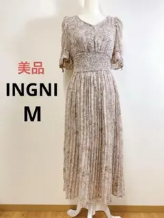 美品 INGNI イング 花柄Vネックプリーツ ワンピース M