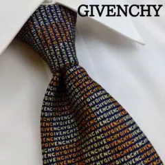 ジバンシー 高級シルクネクタイ 総柄 ブラウン