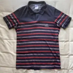 【Used】adidas ストライプ ポロシャツ ネイビー/レッド