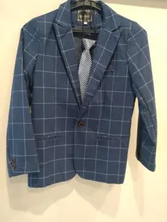 ☆キッズ紺色チェックスーツ5点セット160㌢☆