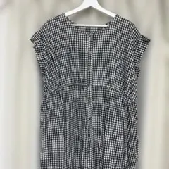 Samansa Mos2 シャツワンピース 黒白チェック