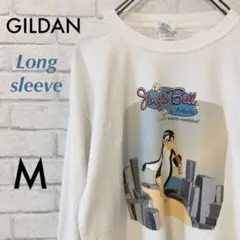 USA古着 ギルダン 前後プリント長袖Tシャツ ロンT Mサイズ
