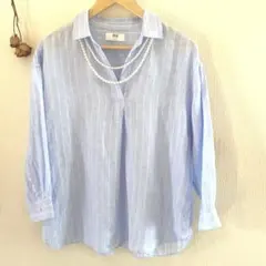 ユニクロ　プレミアムリネン　スキッパーシャツ　Lサイズ　美品　クリーニング済み