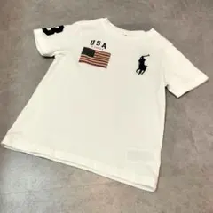 ポロラルフローレン Tシャツ 110cm ホワイト USAロゴ 半袖 キッズ