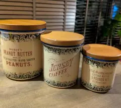 カントリー雑貨 ビンテージ ホーローキャニスター3個セット